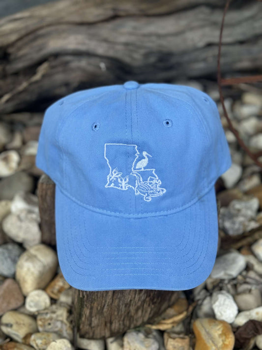 Blue/White unstructured hat